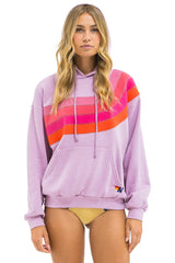 WAVE STRIPE 4 PULLOVER HOODIE RELAXED - MAUVE // MAGENTA ORANGE