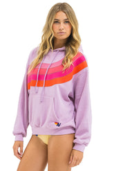 WAVE STRIPE 4 PULLOVER HOODIE RELAXED - MAUVE // MAGENTA ORANGE