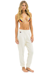 5 STRIPE SWEATPANTS - VINTAGE WHITE // WHITE NEON