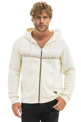 5 STRIPE HOODIE - VINTAGE WHITE // WHITE GREY