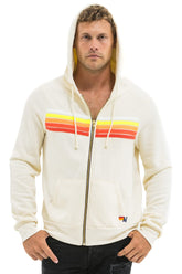 5 STRIPE HOODIE - VINTAGE WHITE // WHITE NEON