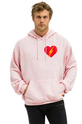 BOLT HEART PULLOVER RELAXED HOODIE - LIGHT PINK