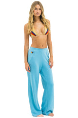 5 STRIPE WIDE LEG POCKET SWEATPANTS - AQUA // WHITE NEON