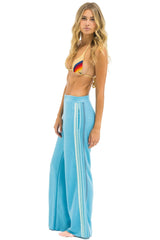 5 STRIPE WIDE LEG POCKET SWEATPANTS - AQUA // AQUA