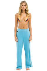 5 STRIPE WIDE LEG POCKET SWEATPANTS - AQUA // AQUA