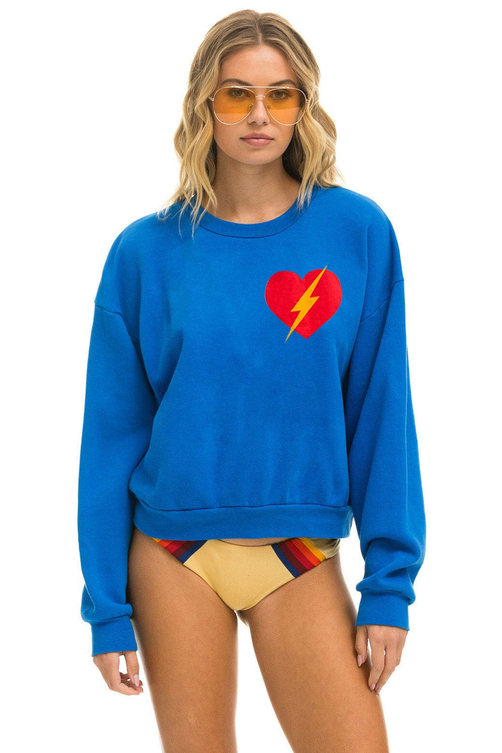 BOLT HEART RELAXED CREW SWEATSHIRT - ADVENTURE BLUE