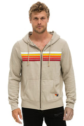 5 STRIPE HOODIE - SAND // RAINBOW WHITE