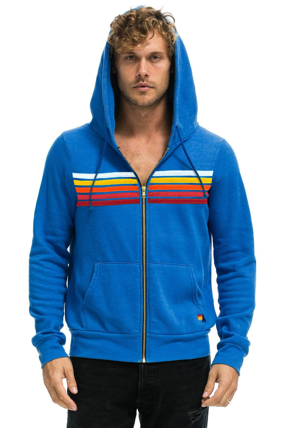 5 STRIPE HOODIE - ADVENTURE BLUE // RAINBOW WHITE