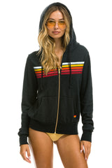 5 STRIPE HOODIE - CHARCOAL // RAINBOW WHITE
