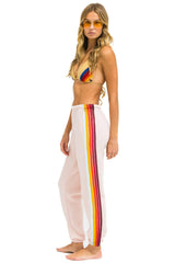 5 STRIPE SWEATPANTS - LIGHT PINK // RAINBOW WHITE