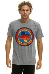 UNIVERSITY OF TEXAS CIRCLE PRINT CREW TEE SHIRT - HEATHER