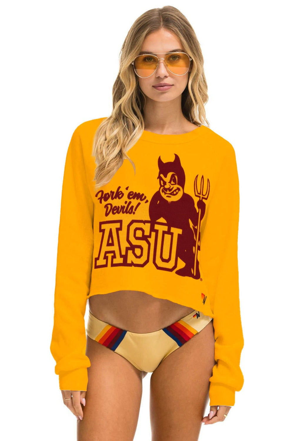 ASU VINTAGE DEVIL CROPPED CREW SWEATSHIRT - GOLD