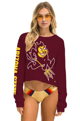ASU BOLT CROPPED CREW SWEATSHIRT - MAROON