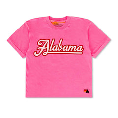 UNIVERSITY OF ALABAMA BOLT SCRIPT BOYFRIEND TEE - NEON PINK