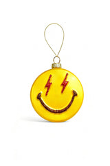 STOKED BOLT SMILEY BLOWN GLASS ORNAMENT