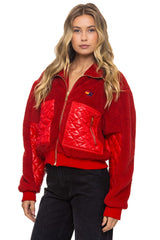 TEDDY FULL ZIP JACKET - CHERRY