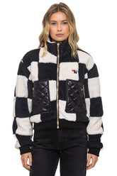 TEDDY CHECKERBOARD WOMENS FULL ZIP JACKET - VINTAGE // BLACK