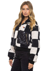 TEDDY CHECKERBOARD WOMENS FULL ZIP JACKET - VINTAGE // BLACK