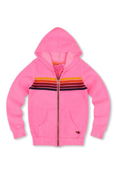 KID'S 5 STRIPE HOODIE - NEON PINK