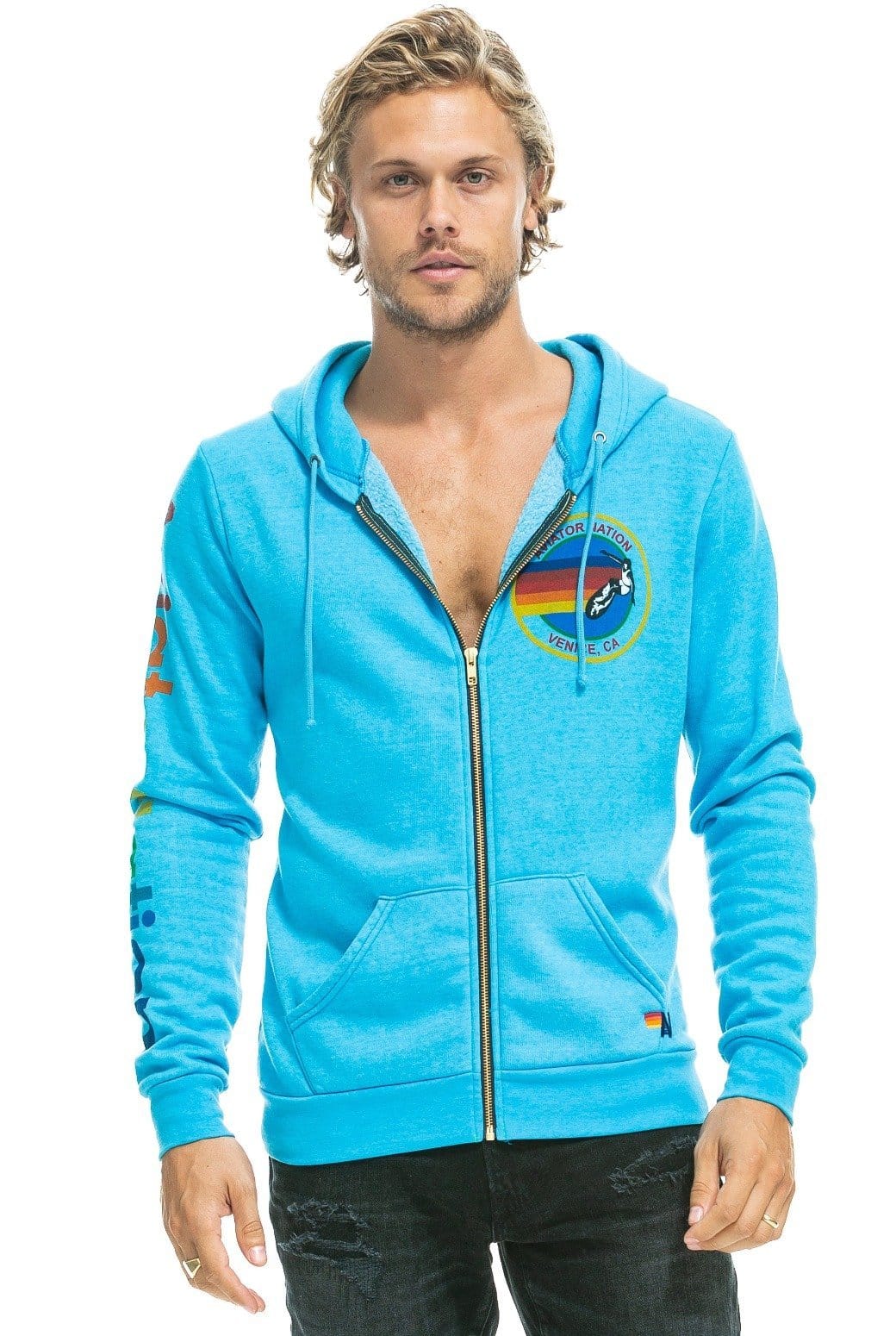 AVIATOR NATION HOODIE - NEON BLUE
