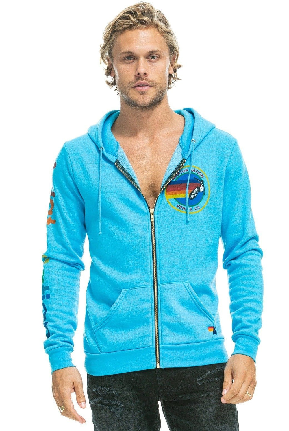 AVIATOR NATION HOODIE - NEON BLUE