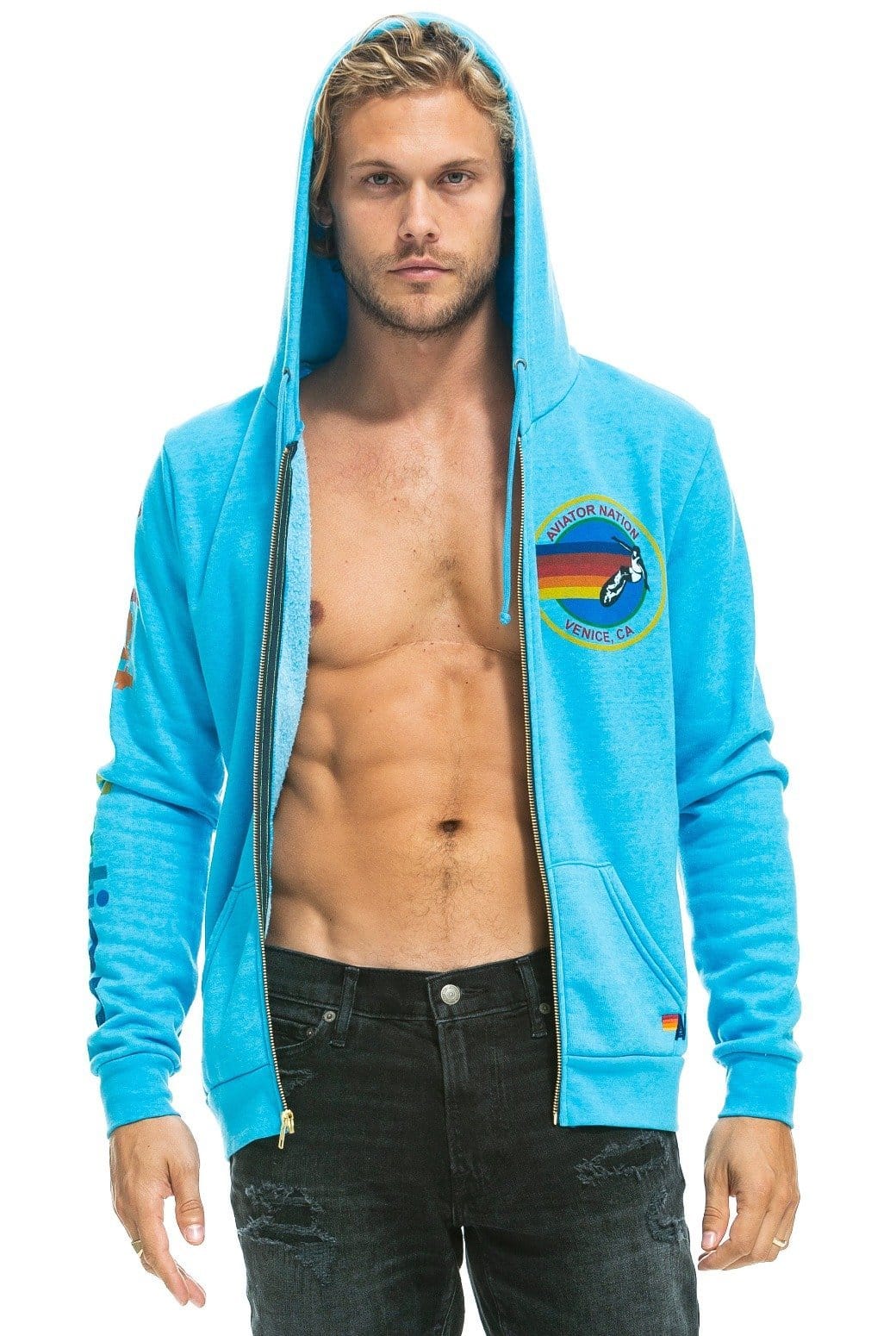 AVIATOR NATION HOODIE - NEON BLUE