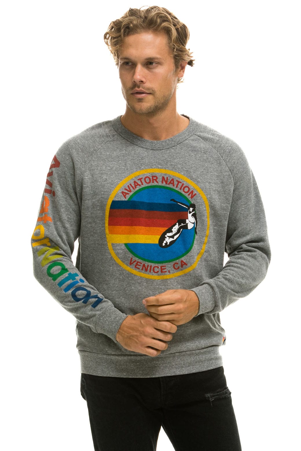 AVIATOR NATION SWEATSHIRT - HEATHER GREY