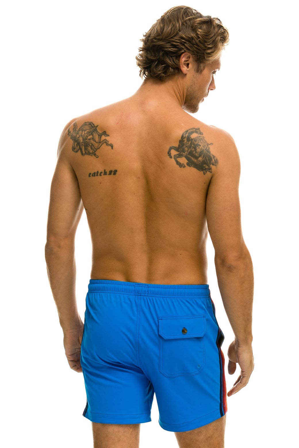 MEN'S 5 STRIPE FLEX SHORTS - PARROT BLUE