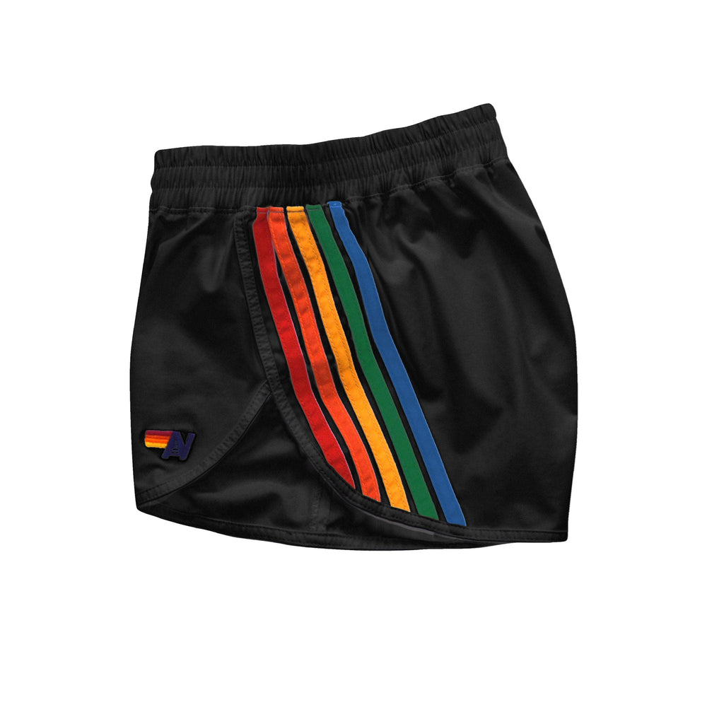 WOMEN'S 5 STRIPE FLEX BOARD SHORTS - BLACK // RAINBOW