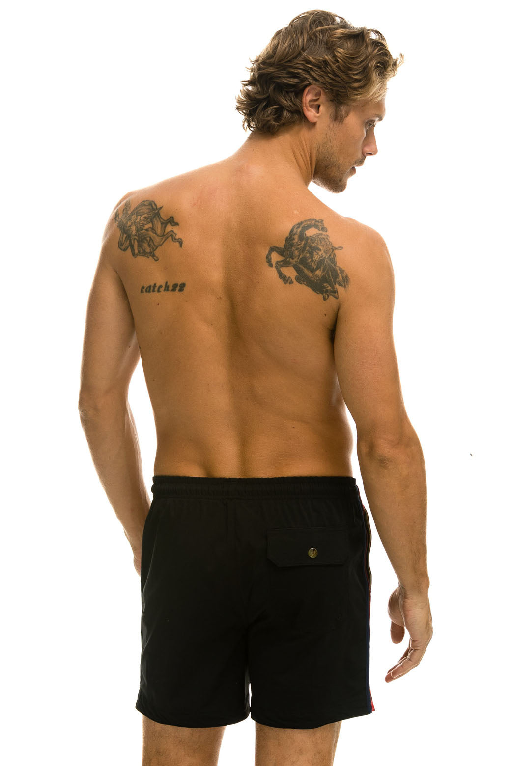 MEN'S 5 STRIPE FLEX SHORTS - BLACK