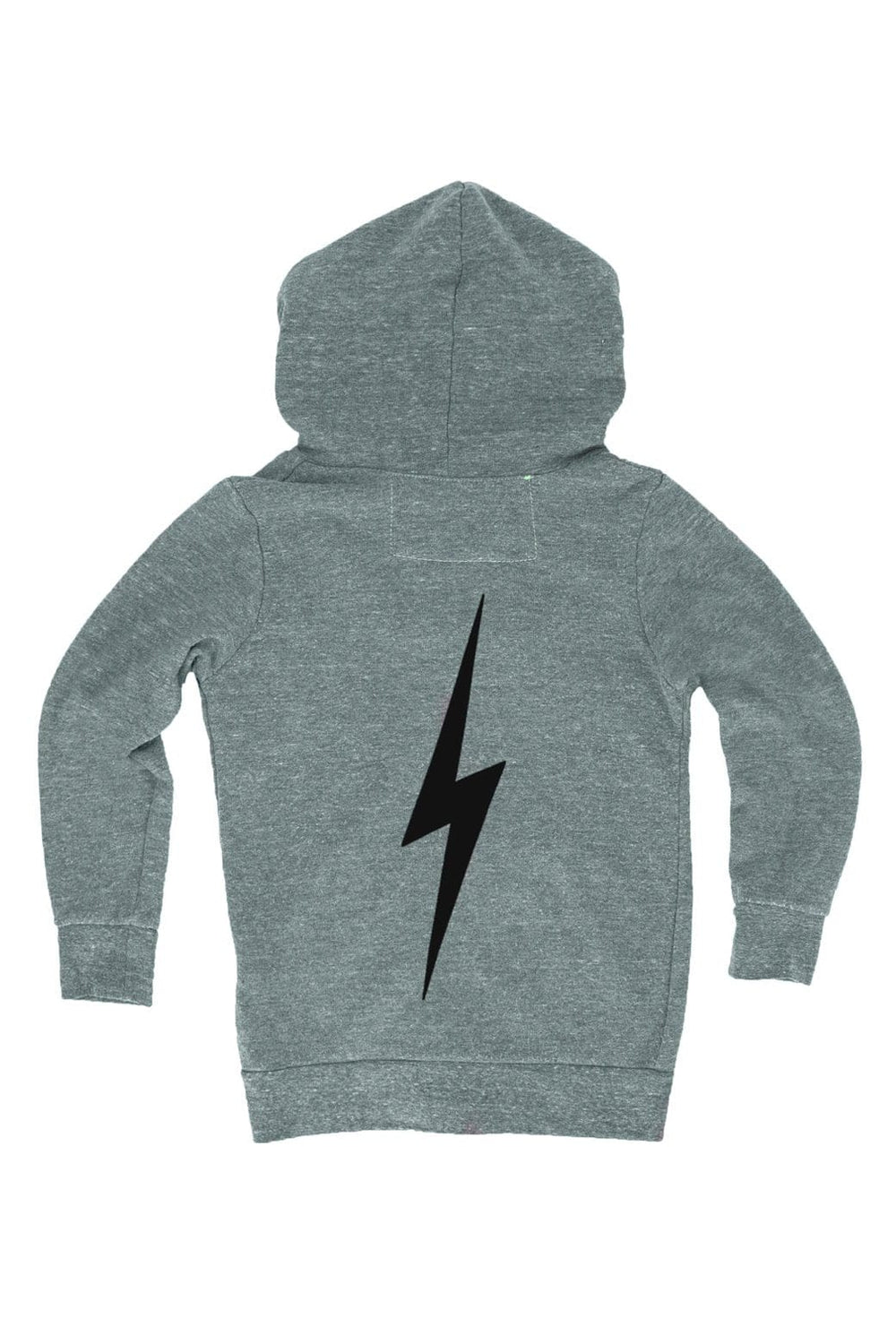 KIDS BOLT PRINT ZIP HOODIE - HEATHER GREY