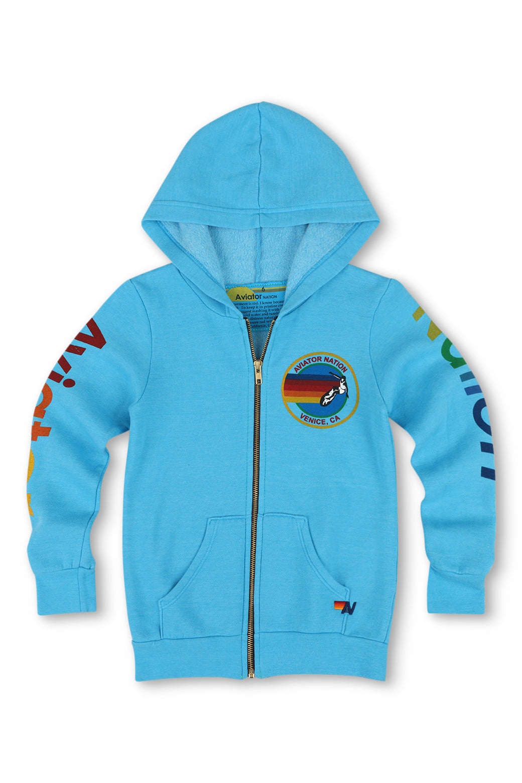 KID'S AVIATOR NATION ZIP HOODIE - NEON BLUE
