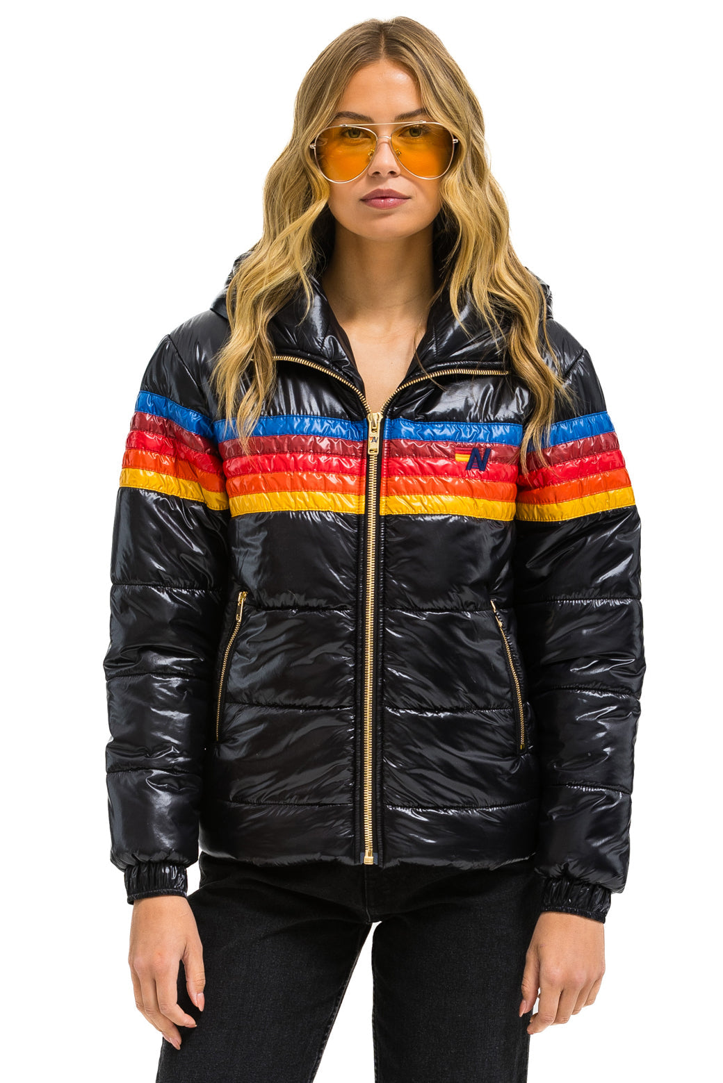 5 STRIPE TREKKER JACKET - GLOSSY BLACK