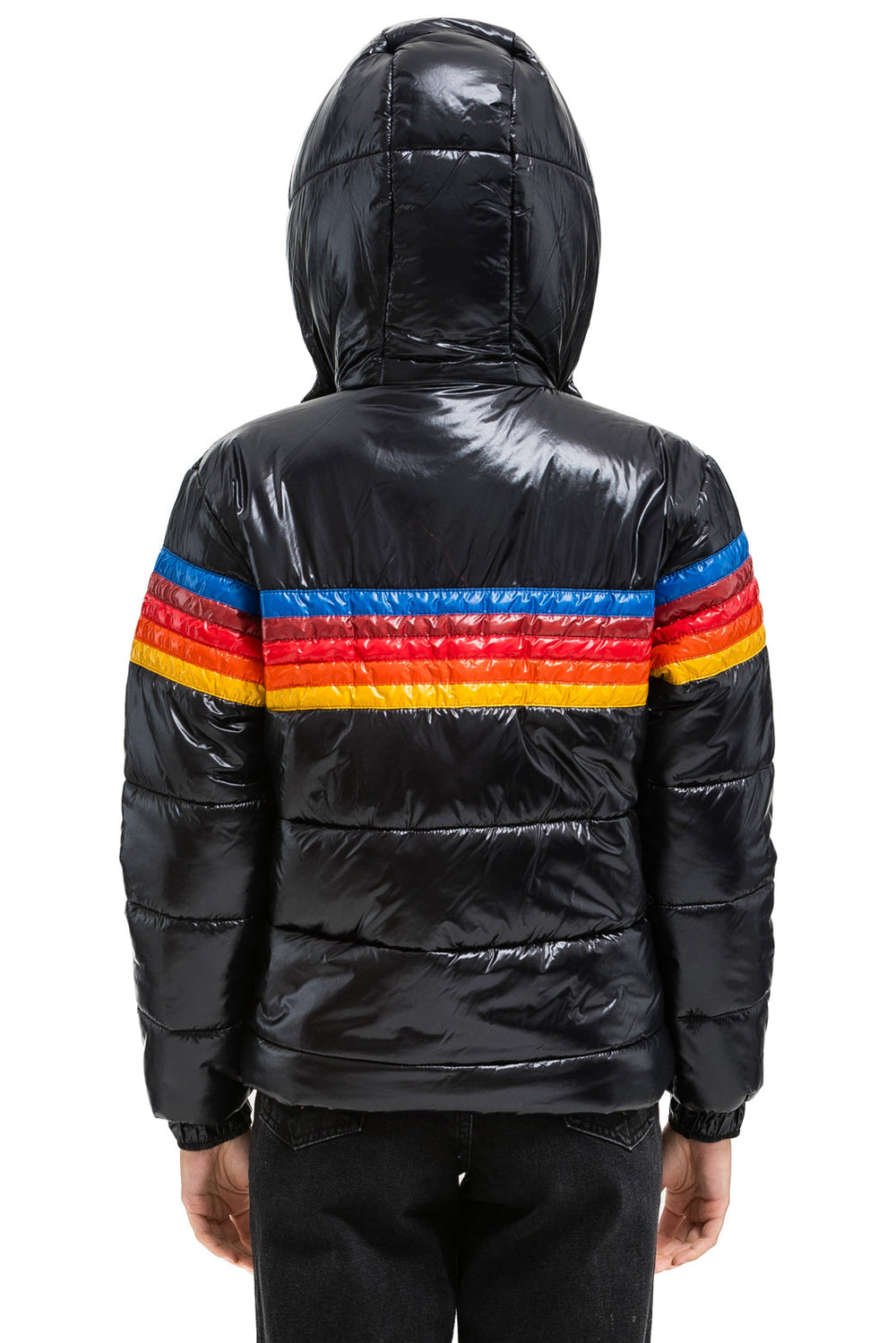 5 STRIPE TREKKER JACKET - GLOSSY BLACK