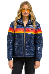 5 STRIPE TREKKER JACKET - GLOSSY NAVY