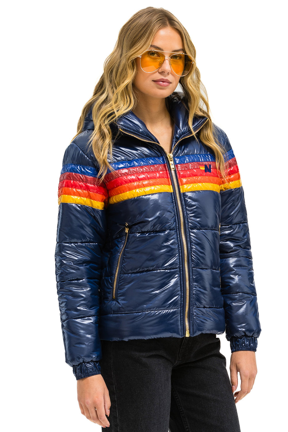 5 STRIPE TREKKER JACKET - GLOSSY NAVY