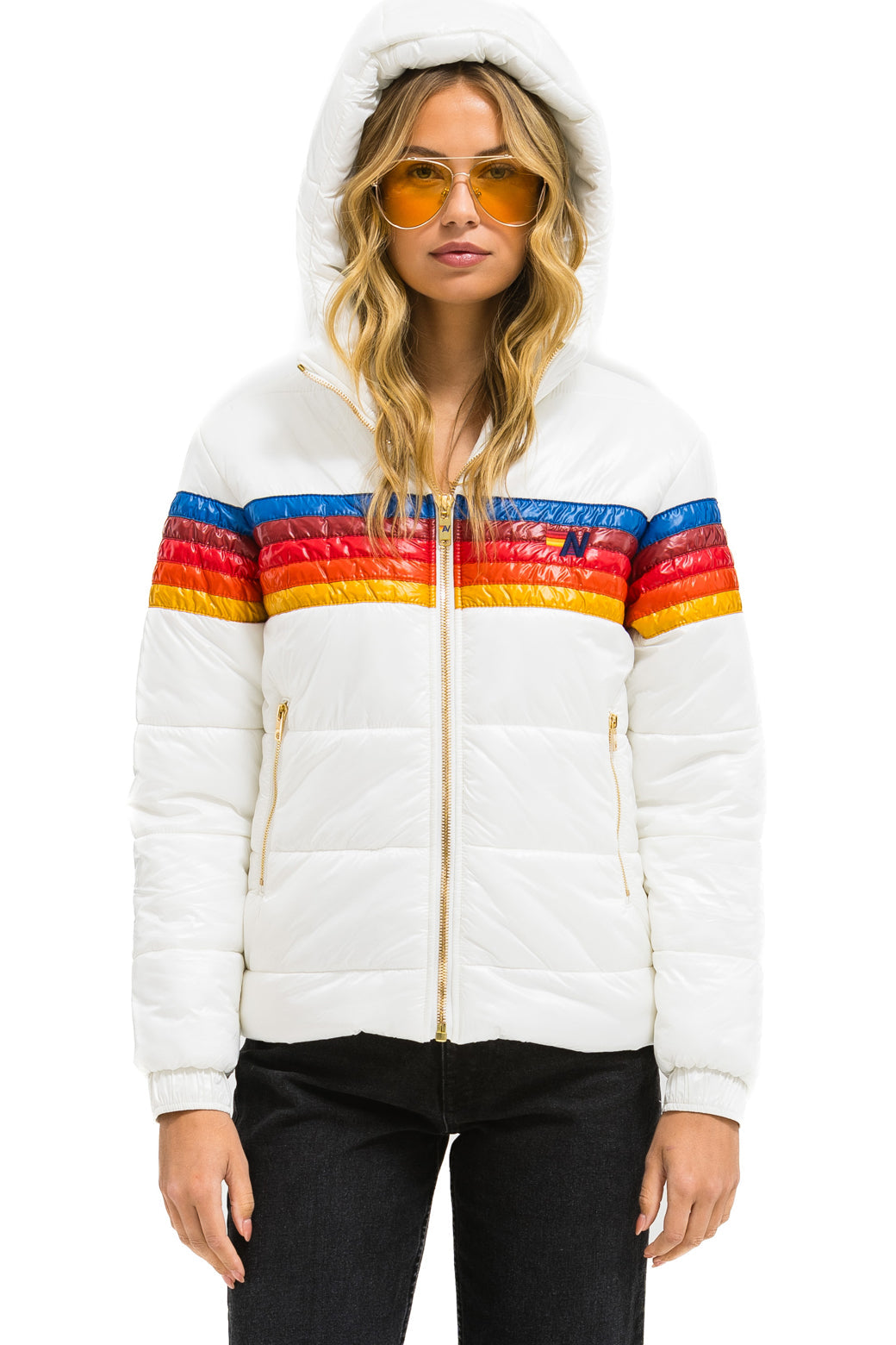 5 STRIPE TREKKER JACKET - GLOSSY WHITE