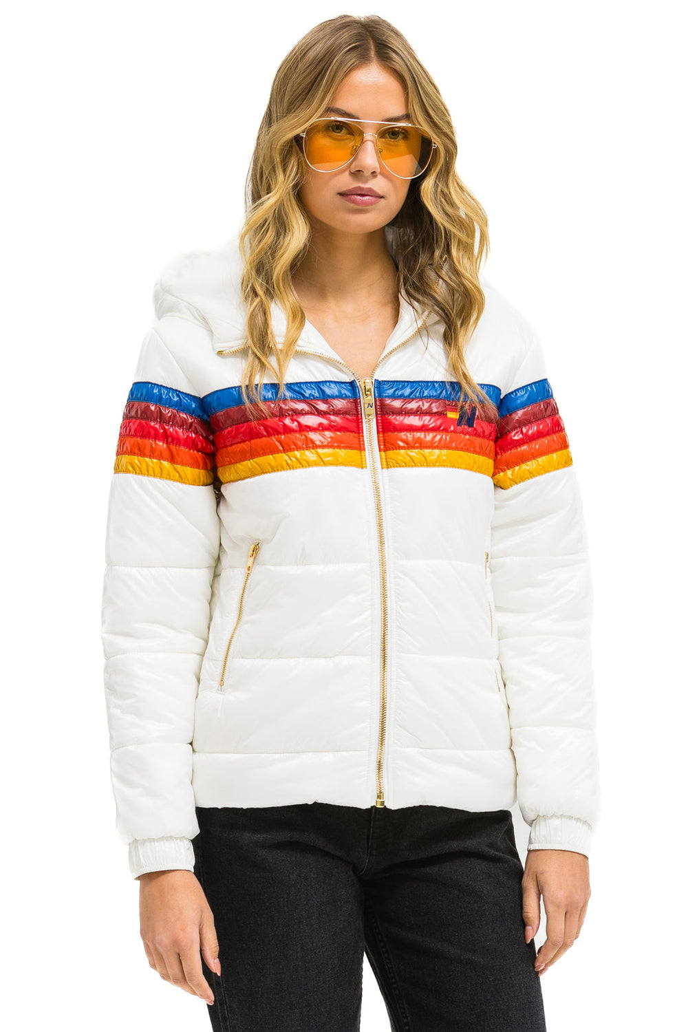 5 STRIPE TREKKER JACKET - GLOSSY WHITE