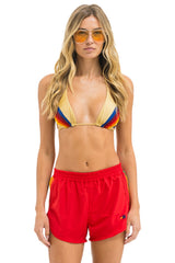 WOMEN'S 5 STRIPE FLEX BOARD SHORTS - RED // RAINBOW