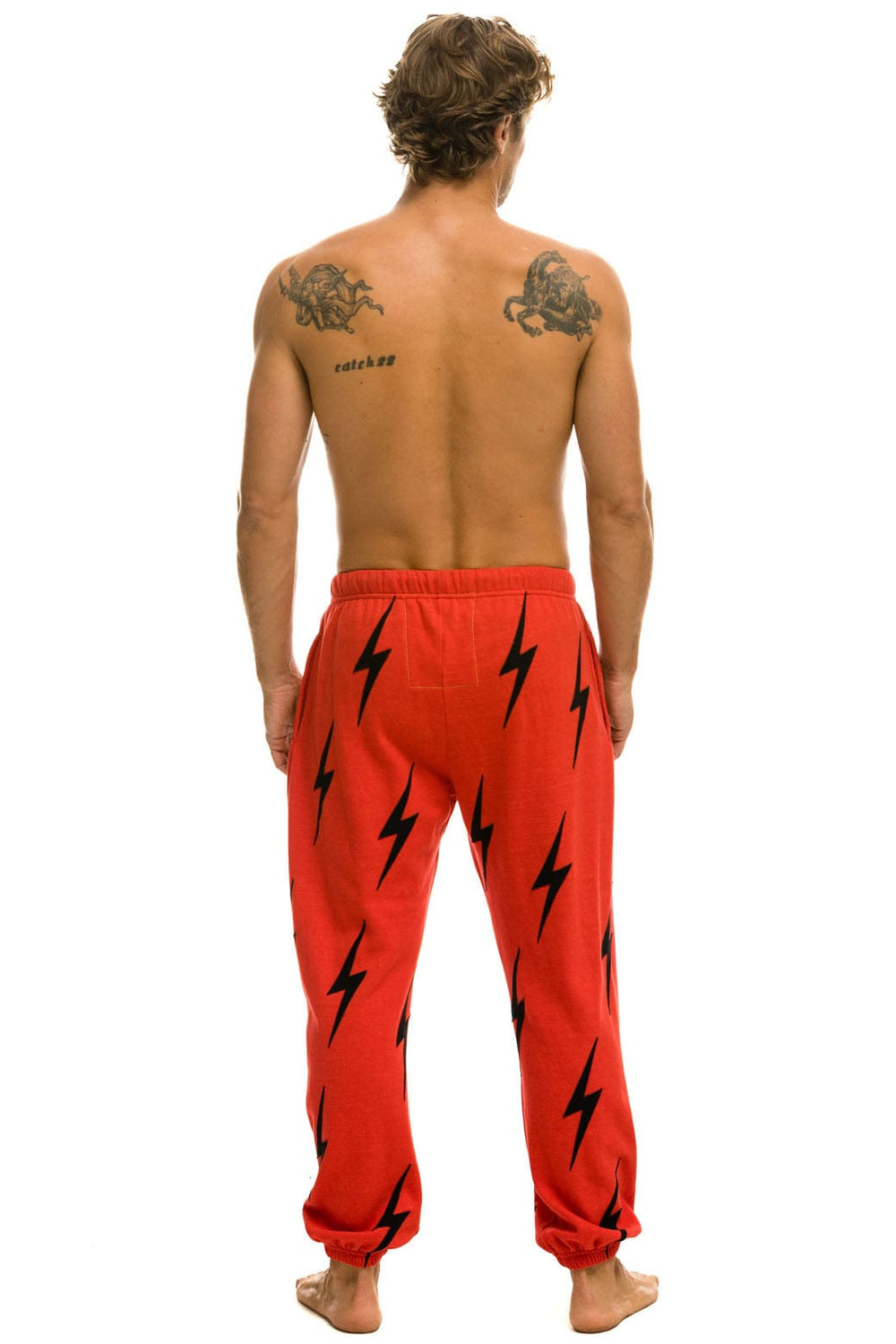 BOLT STITCH REPEAT SWEATPANTS - RED // BLACK
