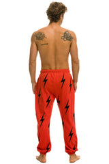 BOLT STITCH REPEAT SWEATPANTS - RED // BLACK