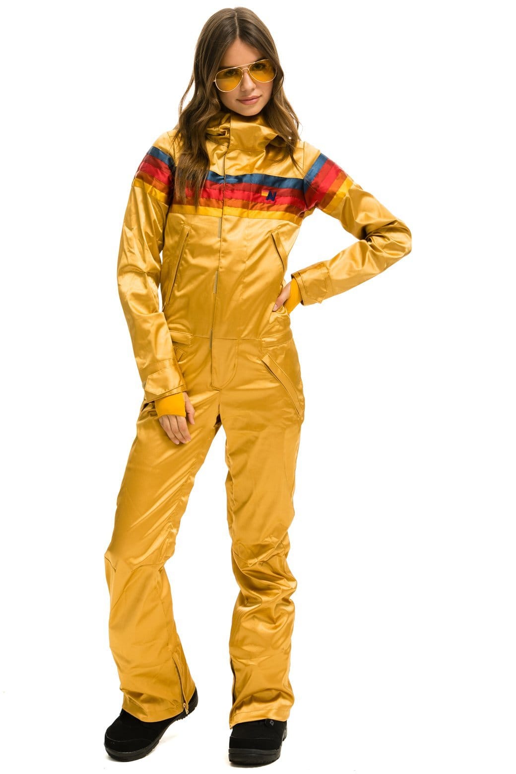 WOMEN'S 5 STRIPE SATIN POWDER SUIT - CHAMPAGNE