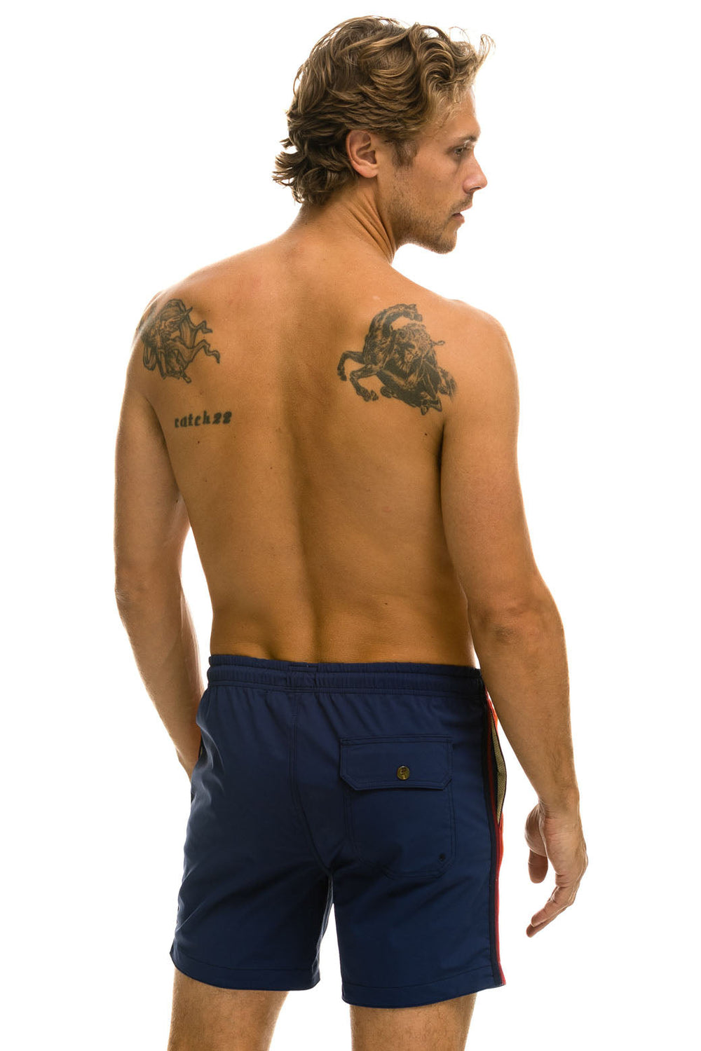 MEN'S 5 STRIPE FLEX SHORTS - NAVY