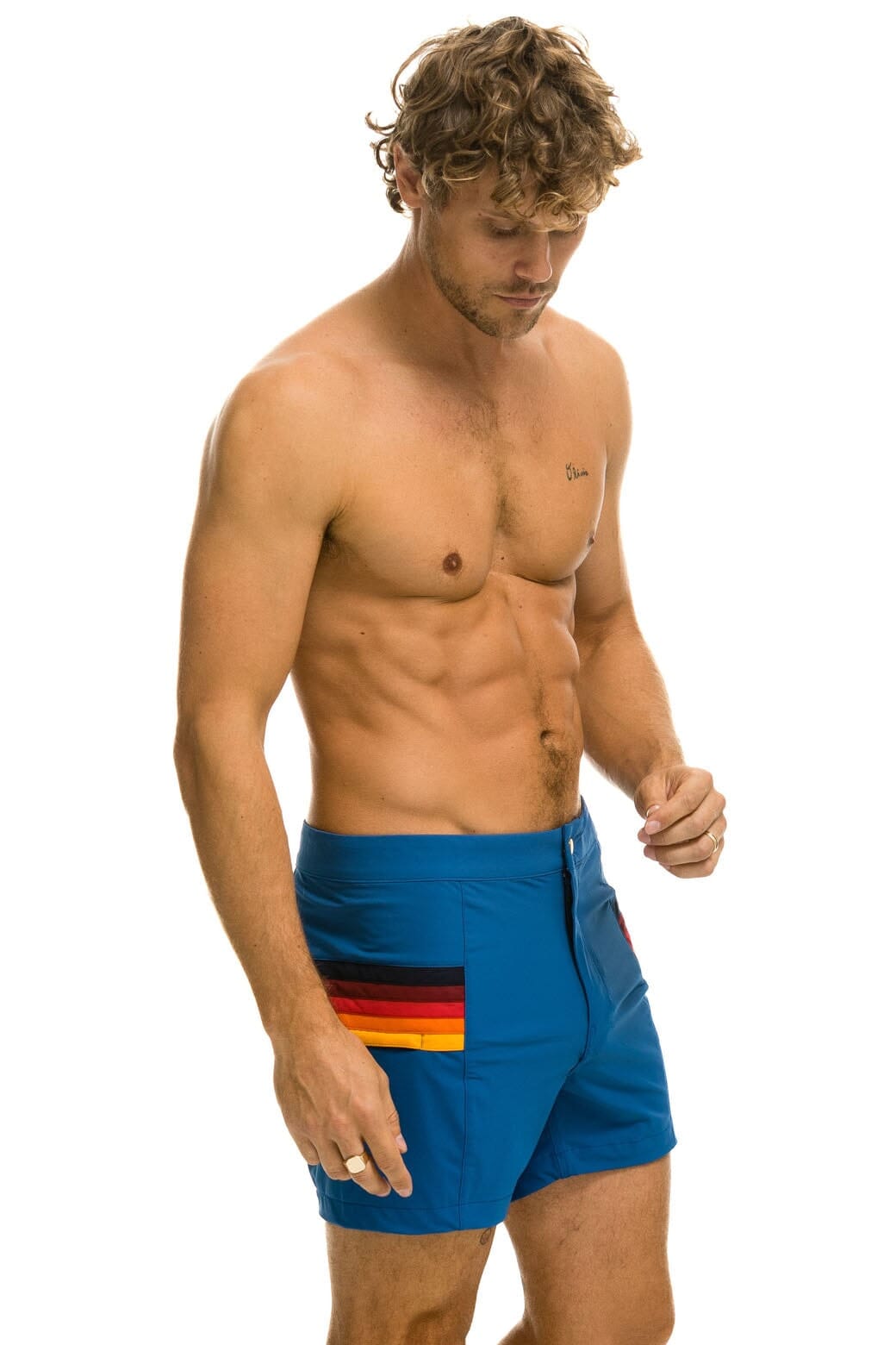 MEN'S HORIZONTAL 5 STRIPE FLEX SHORTS - SEA