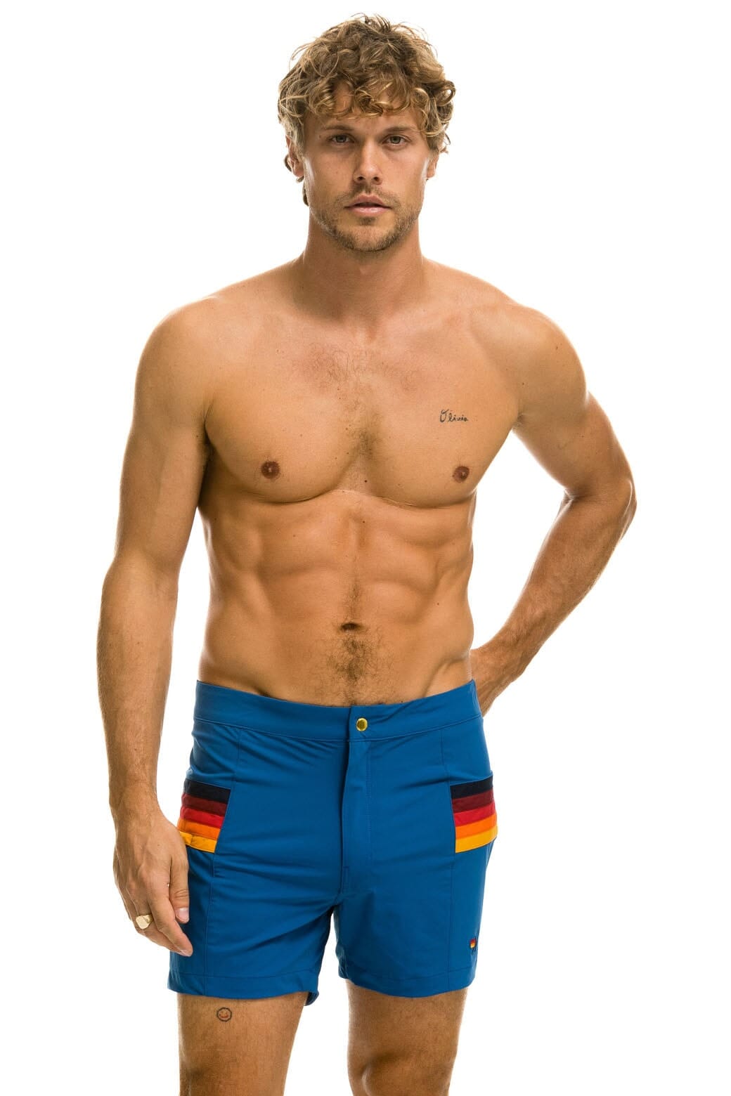 MEN'S HORIZONTAL 5 STRIPE FLEX SHORTS - SEA