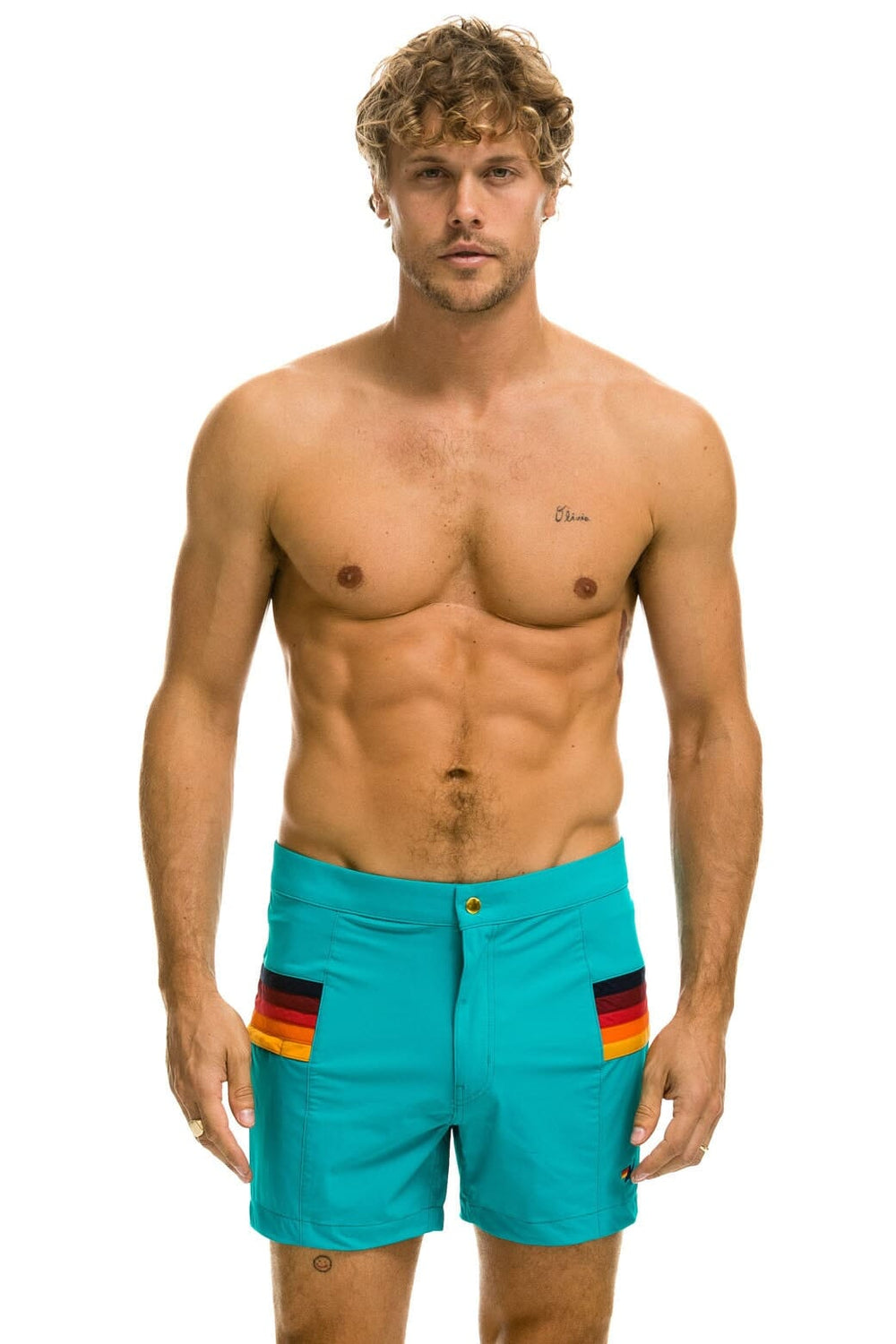 MEN'S HORIZONTAL 5 STRIPE FLEX SHORTS - JADE