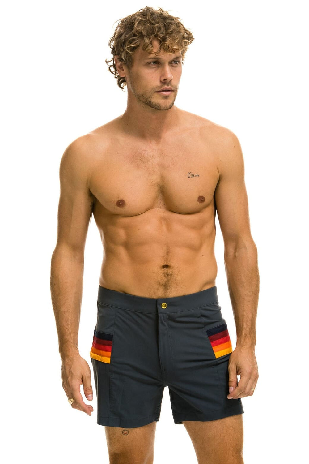 MEN'S HORIZONTAL 5 STRIPE FLEX SHORTS - TITANIUM