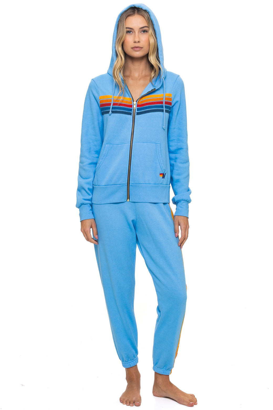 5 STRIPE HOODIE - SKY