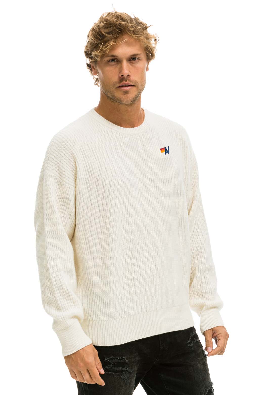 VINTAGE CABIN UNISEX CASHMERE SWEATER - VINTAGE WHITE