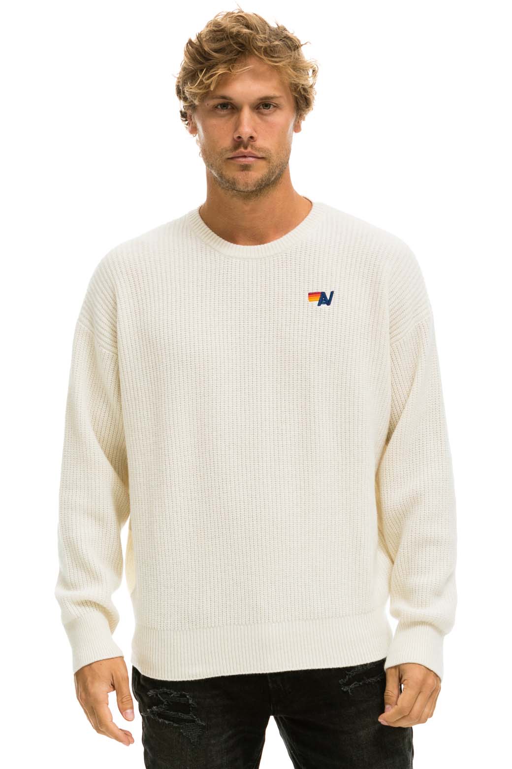 VINTAGE CABIN UNISEX CASHMERE SWEATER - VINTAGE WHITE